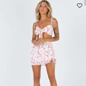 Princess Polly White and Pink Floral Set, Size US 4